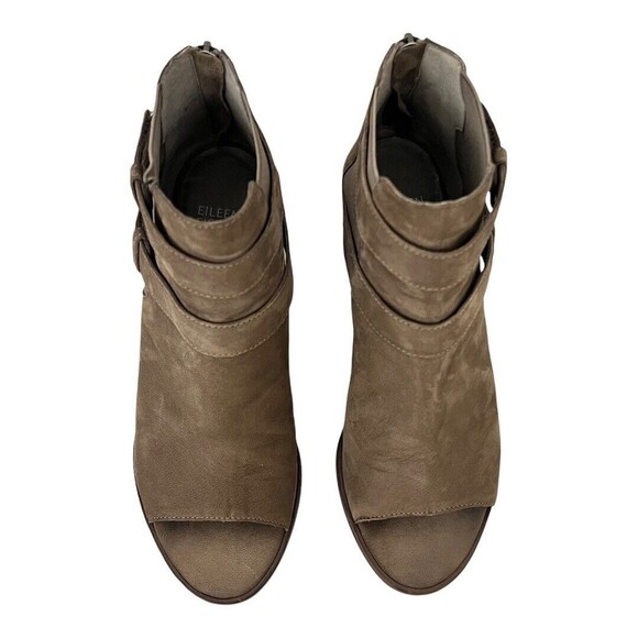 Eileen Fisher Womens Size 8.5 Brown Open Toe Leather Booties - Picture 3 of 7